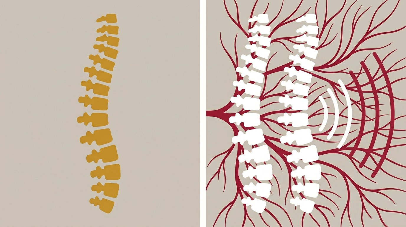 flat illustration comparing general chiropractic care with the nerve restoration protocol showing single versus multi modal treatment approaches