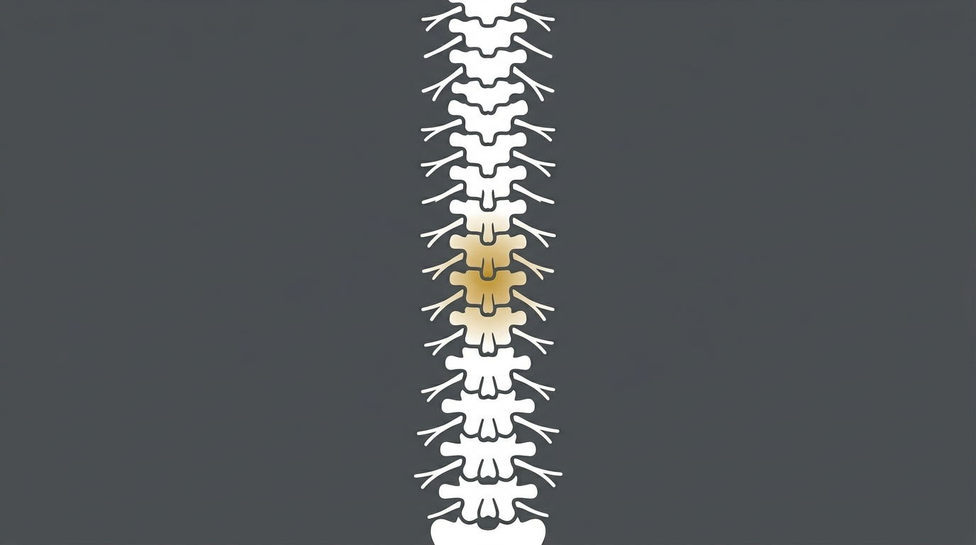 flat illustration of the spine showing chiropractic alignment correction with nerve roots radiating from vertebral segments