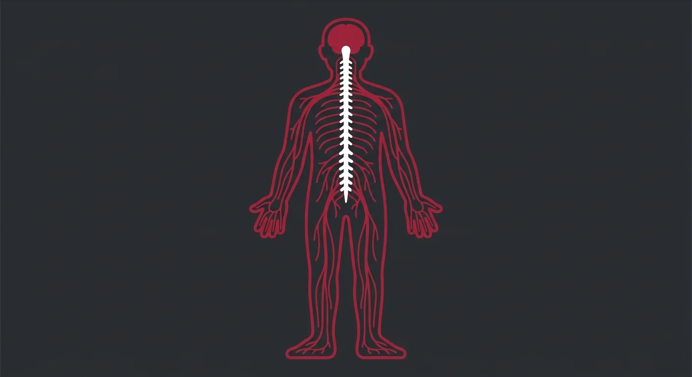flat illustration of peripheral nervous system connecting spinal cord to body