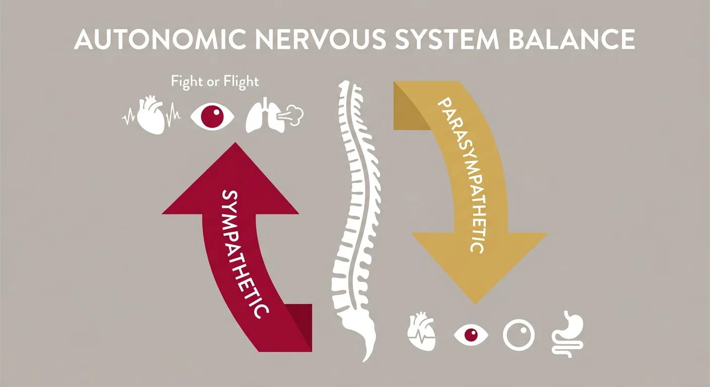 flat illustration of autonomic nervous system showing sympathetic and parasympathetic balance
