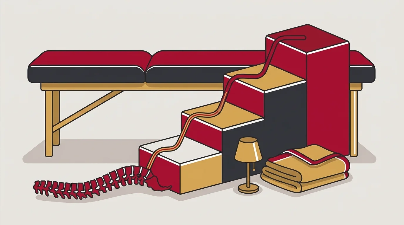 Spine connected to layered sleep stage panels illustration