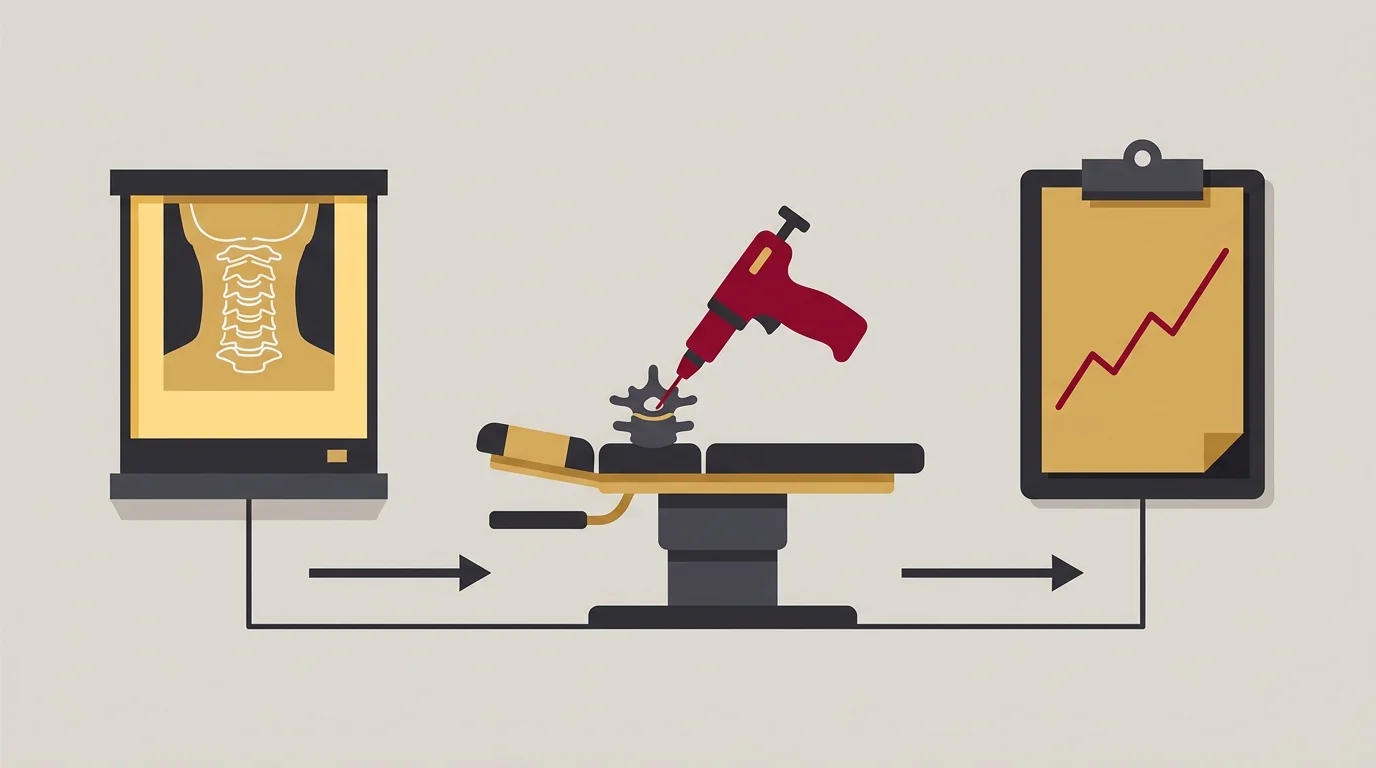 Chiropractic assessment adjustment and tracking sequence illustration