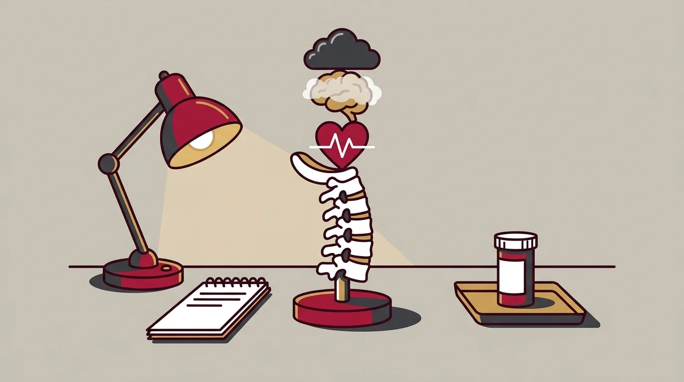 Spine connected to nervous system pathway representing natural sleep