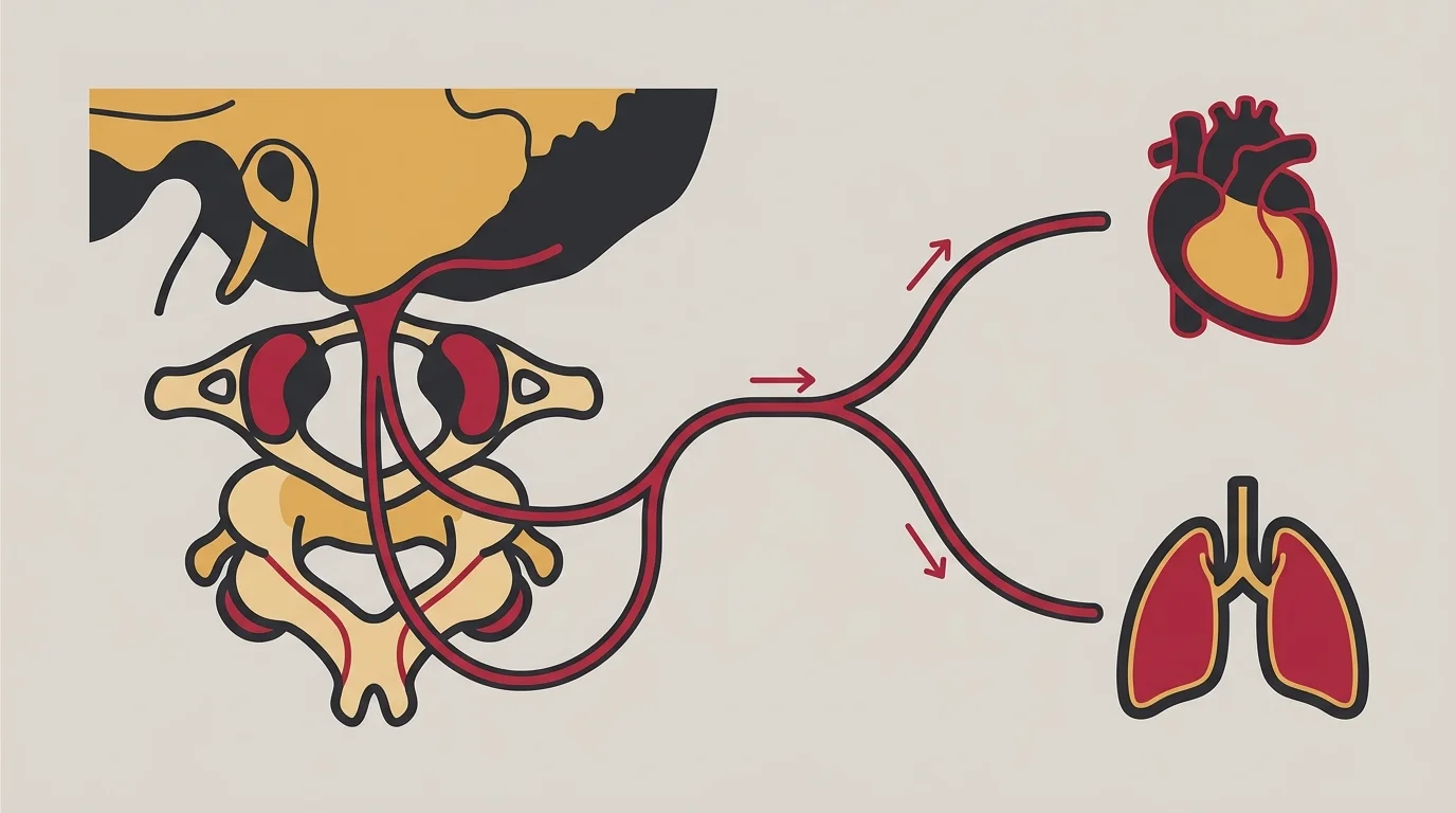 Upper cervical spine nerve pathway connection to autonomic organs