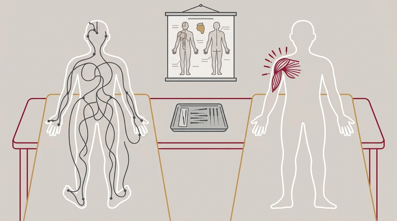 meridian pathway network versus localized trigger point diagram