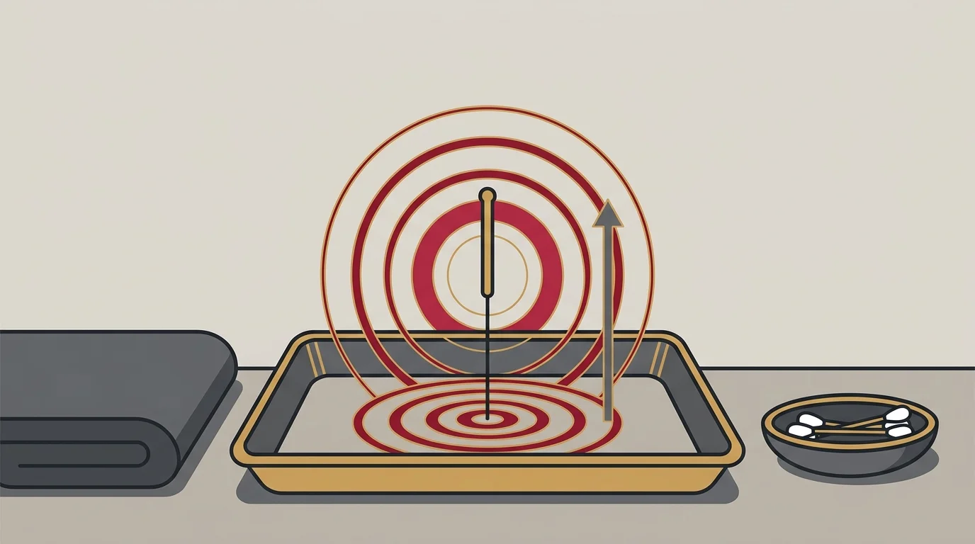 Acupuncture needle tray with concentric rings showing normal soreness