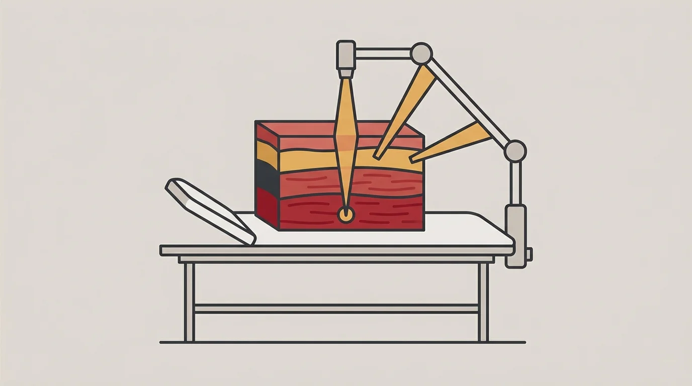 Light beam penetrating layered tissue depth diagram