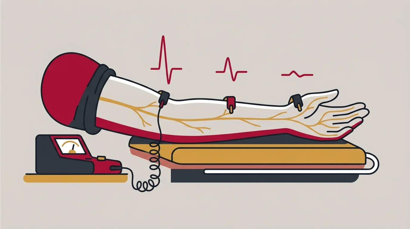 Nerve conduction velocity testing pathway on forearm diagram