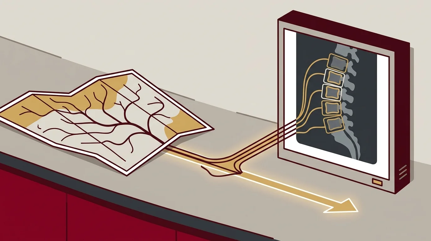 Patient history map converting into spinal imaging strategy