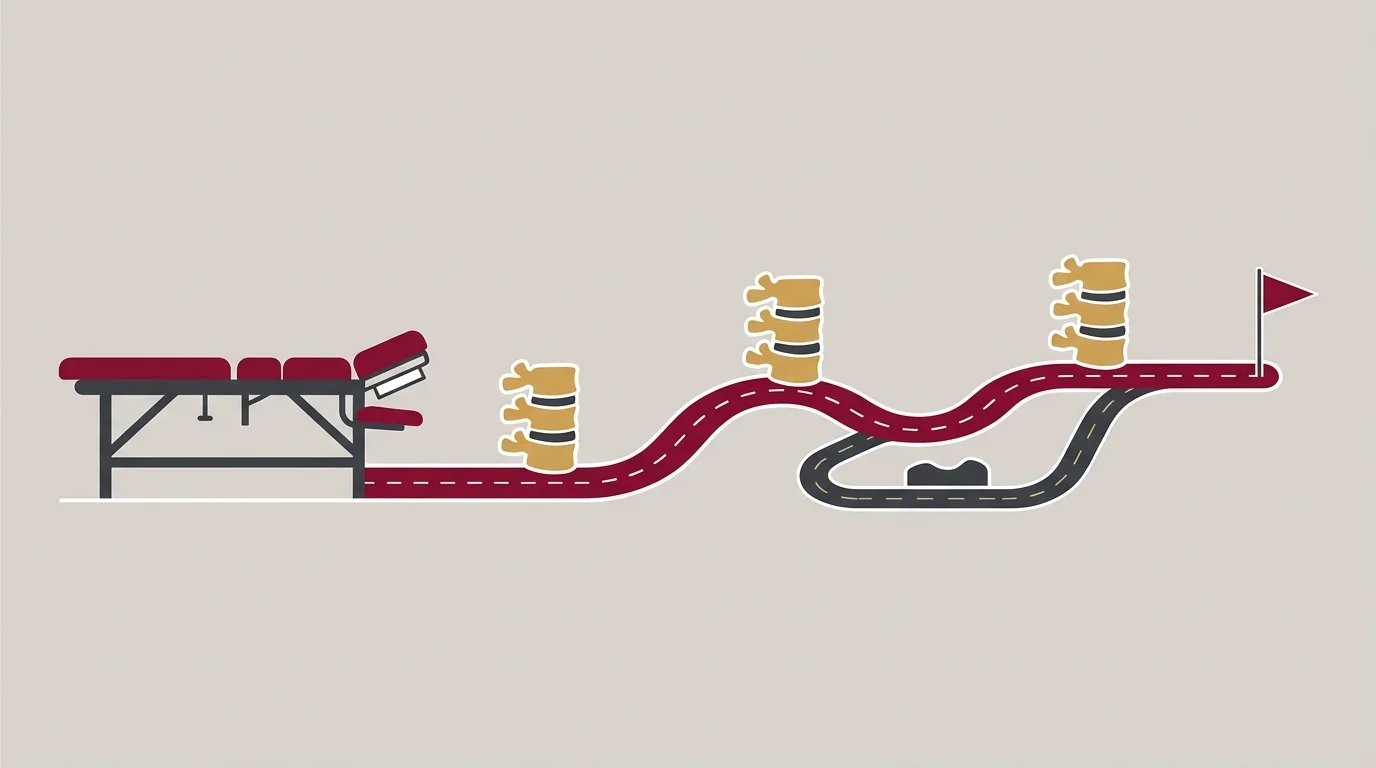 Chiropractic treatment plan roadmap with milestone markers