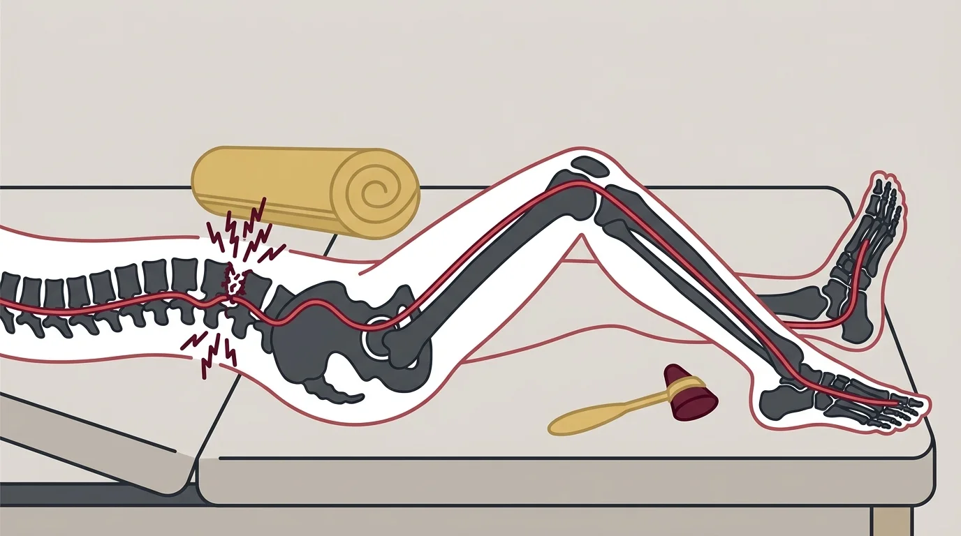 Nerve pathway from spine to foot showing signal interference point