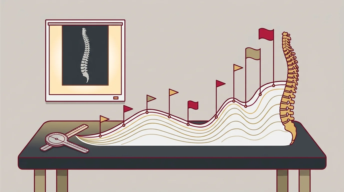 Spinal roadmap with progress checkpoint flags along the curve