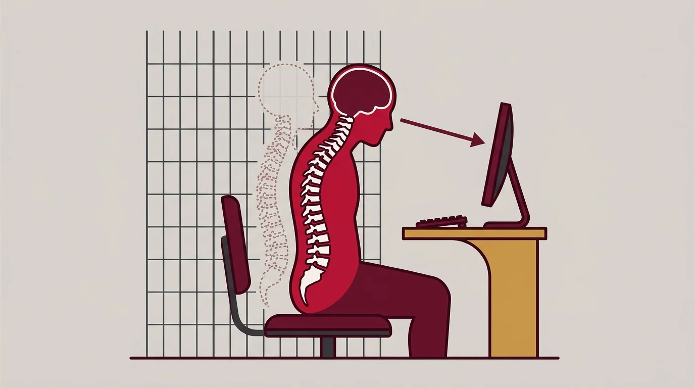 Forward head posture spine curve from prolonged desk sitting