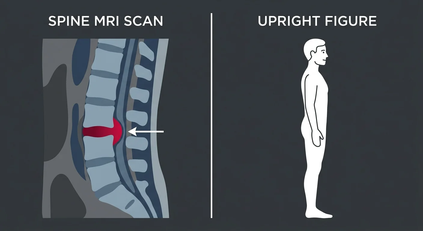 flat illustration comparing spine MRI findings to pain free patient showing structural abnormalities do not always cause symptoms