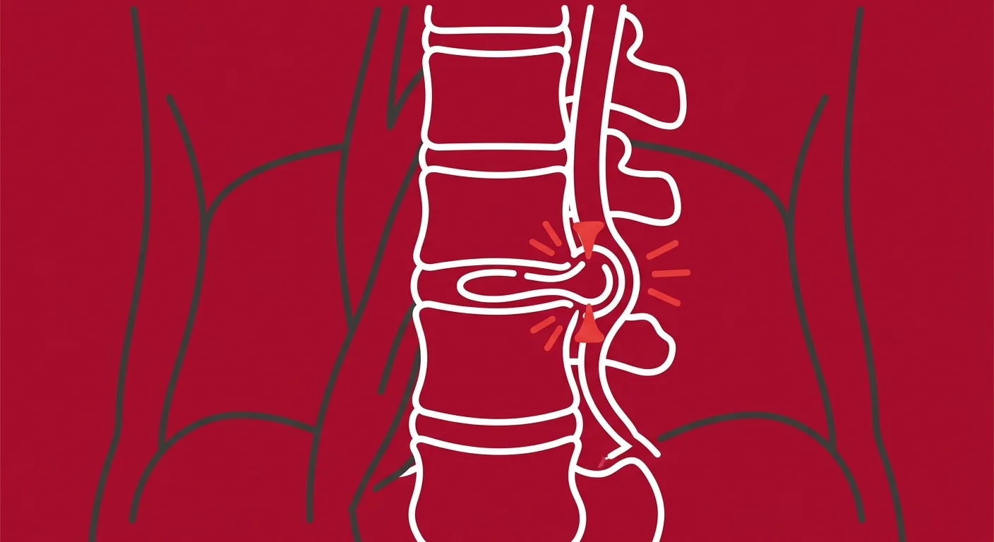 flat illustration of herniated lumbar disc showing core muscles cannot change intradiscal pressure
