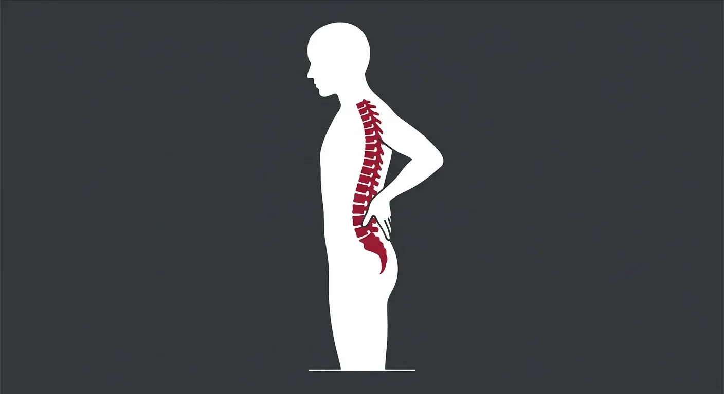 flat illustration of lumbar spine assessment showing chiropractor evaluation area for disc pain