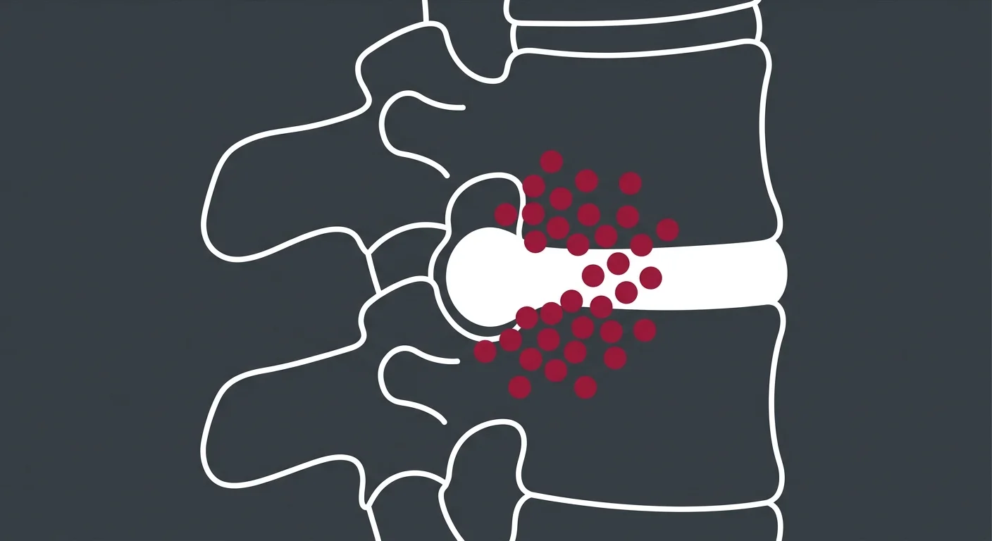 flat illustration of immune cells breaking down herniated disc material in the spinal disc healing process
