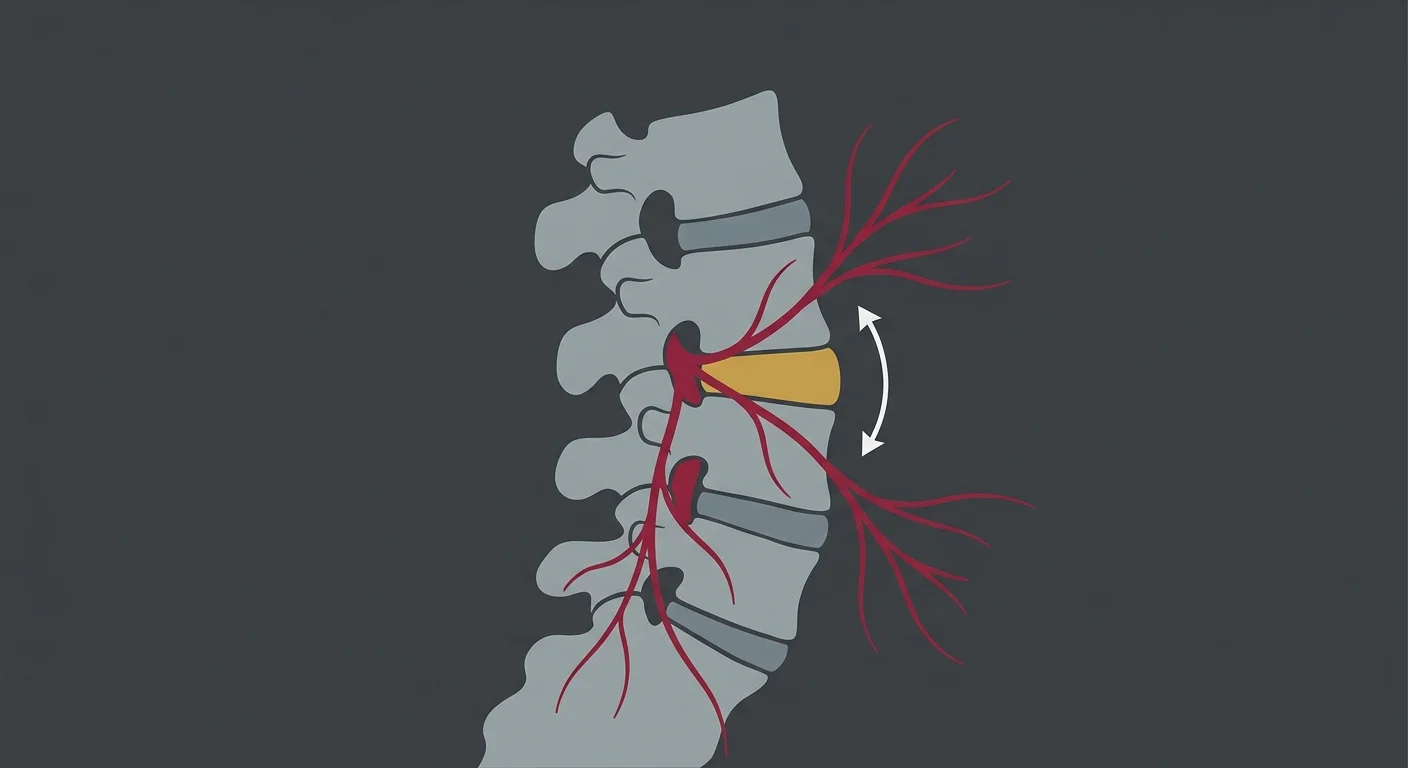 flat illustration showing non-invasive disc recovery with spinal adjustment and nerve pathway restoration