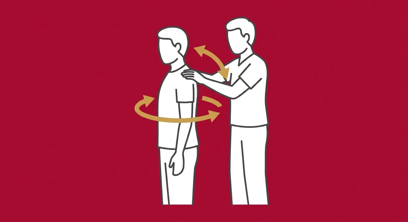 flat illustration of functional chiropractic assessment showing range of motion and movement evaluation