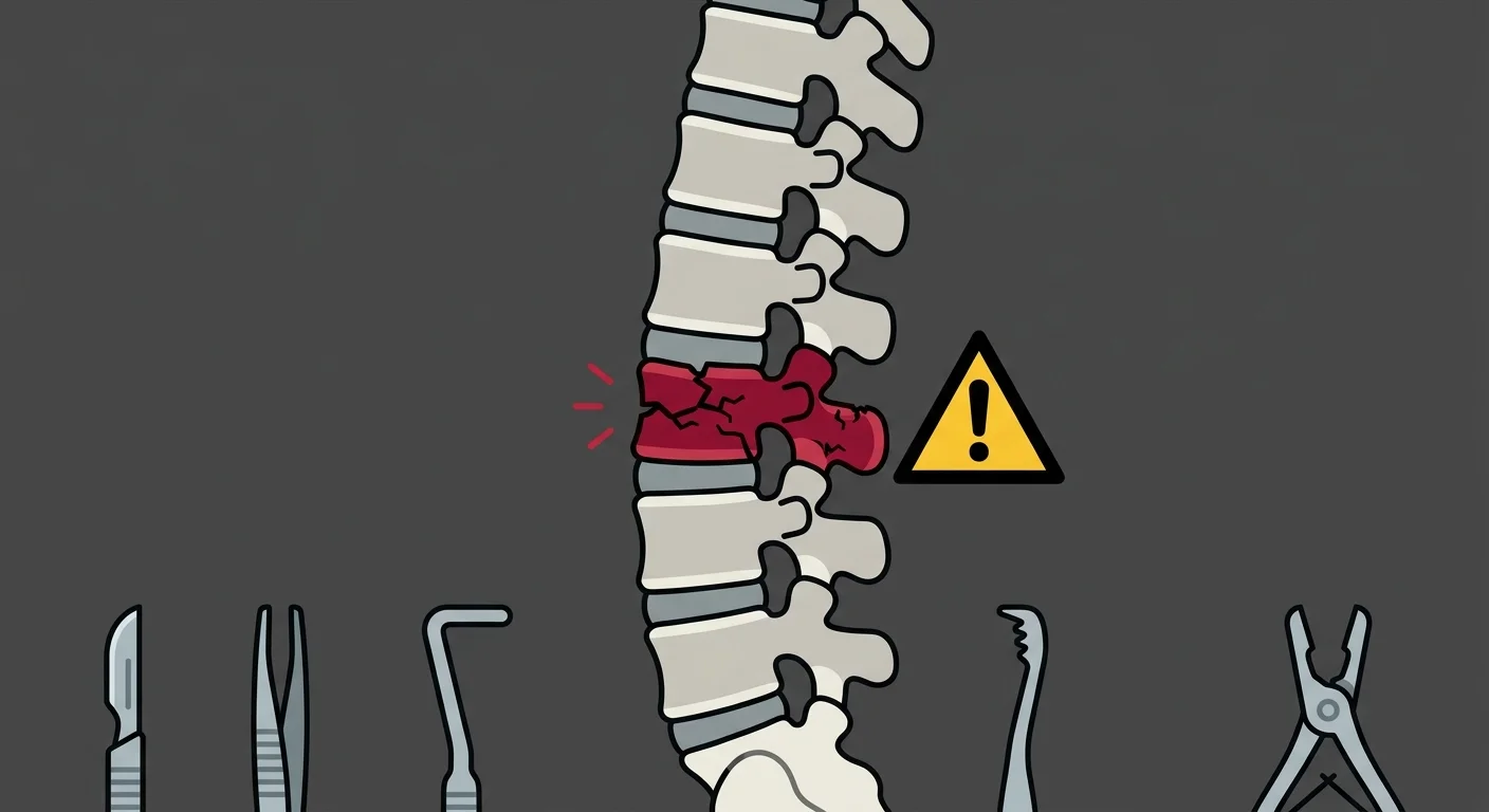 flat illustration of spinal conditions showing which require surgical intervention