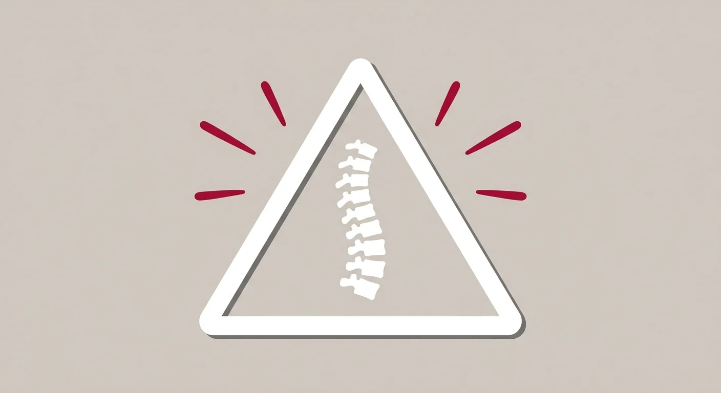 flat illustration of medical warning symbol indicating long-term risks of spinal procedures