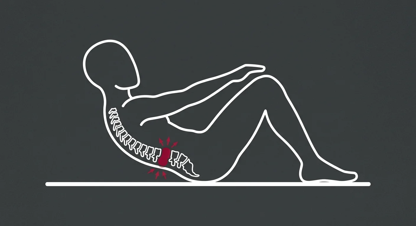 flat illustration showing how sit up motion increases pressure on herniated lumbar disc