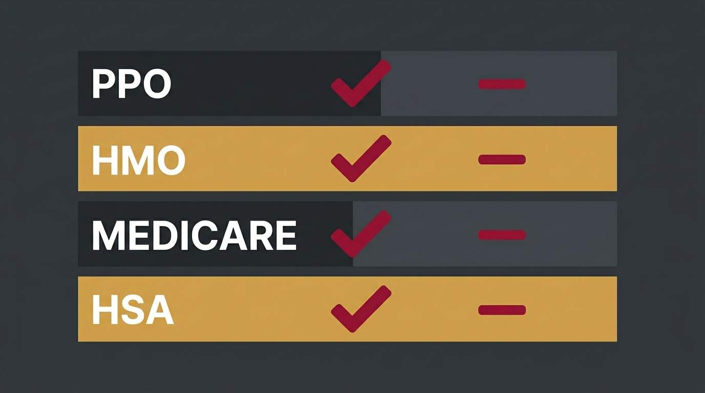 flat illustration comparing Illinois insurance plan types for chiropractic and neuropathy coverage