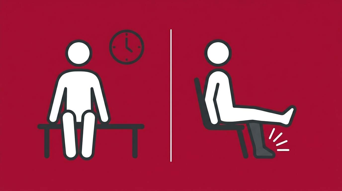 flat illustration comparing a passive patient waiting with an active patient performing nerve circulation exercises