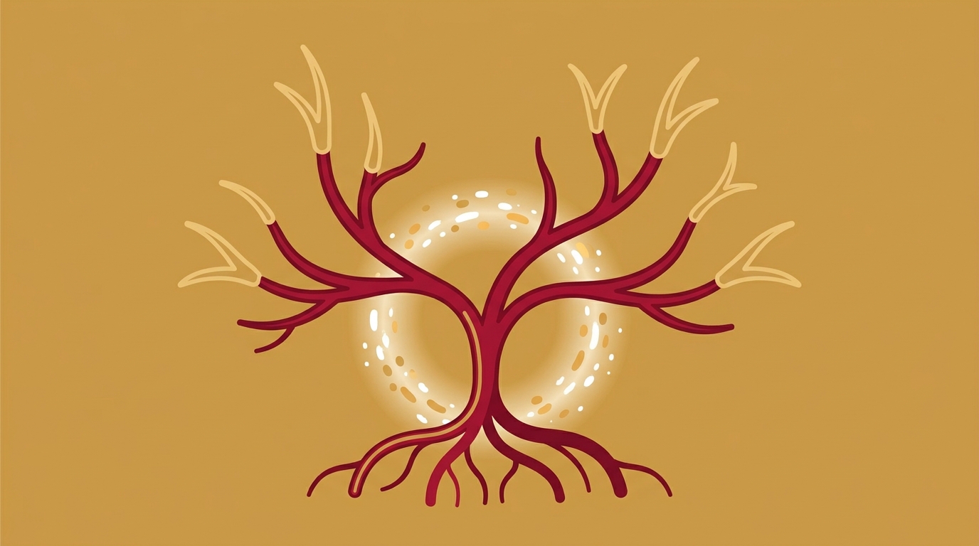 flat illustration of peripheral nerve regeneration showing new nerve branch growth after compression is removed