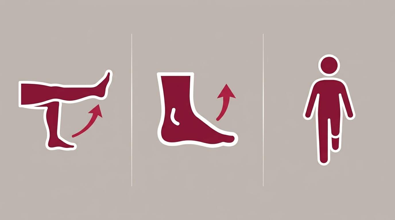 flat illustration of three neurodynamic home exercise types including nerve gliding ankle pumps and balance training
