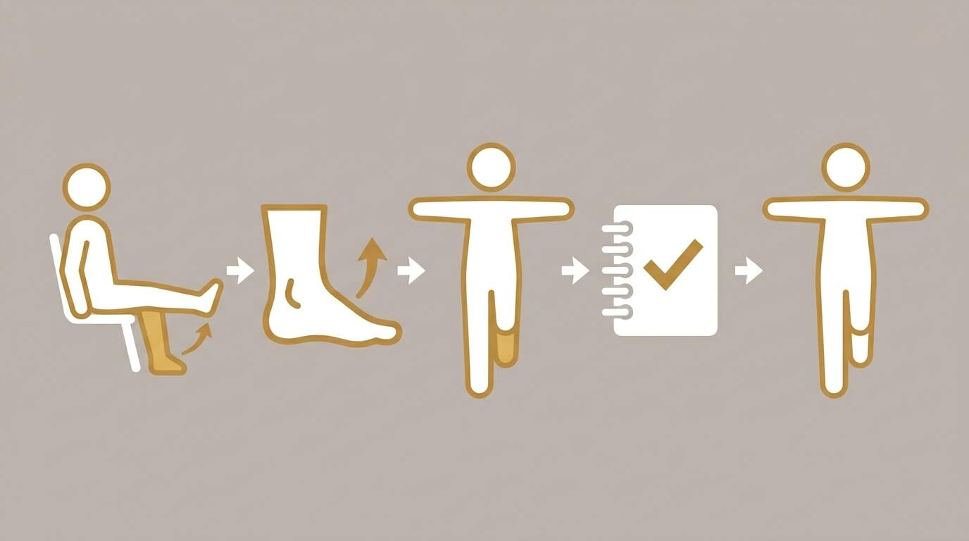 flat illustration showing a step by step daily home exercise sequence for nerve healing between chiropractic adjustments