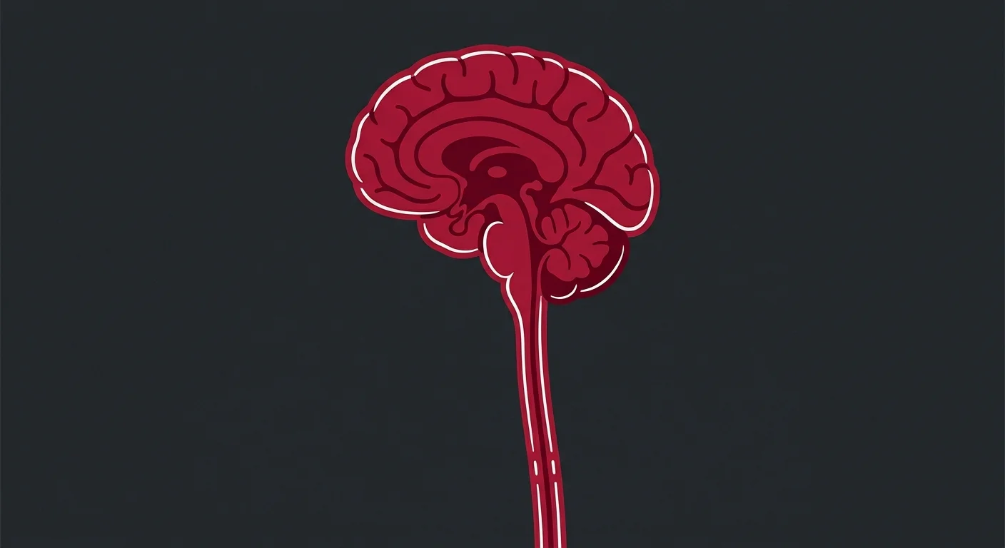 flat illustration of brain and spinal cord showing central nervous system structure