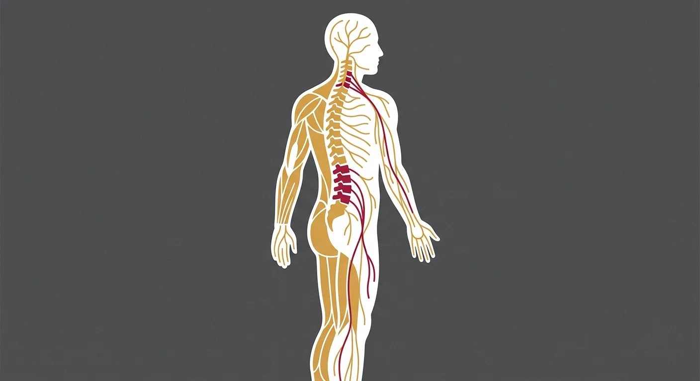 flat illustration of body systems responding to chiropractic adjustment including motor control muscle function and pain pathways