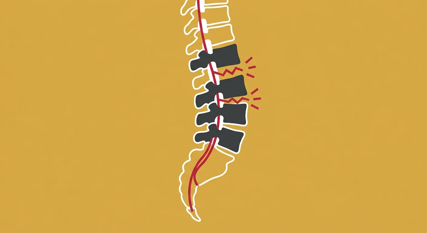 flat illustration of spinal misalignment disrupting nerve pathways and communication signals