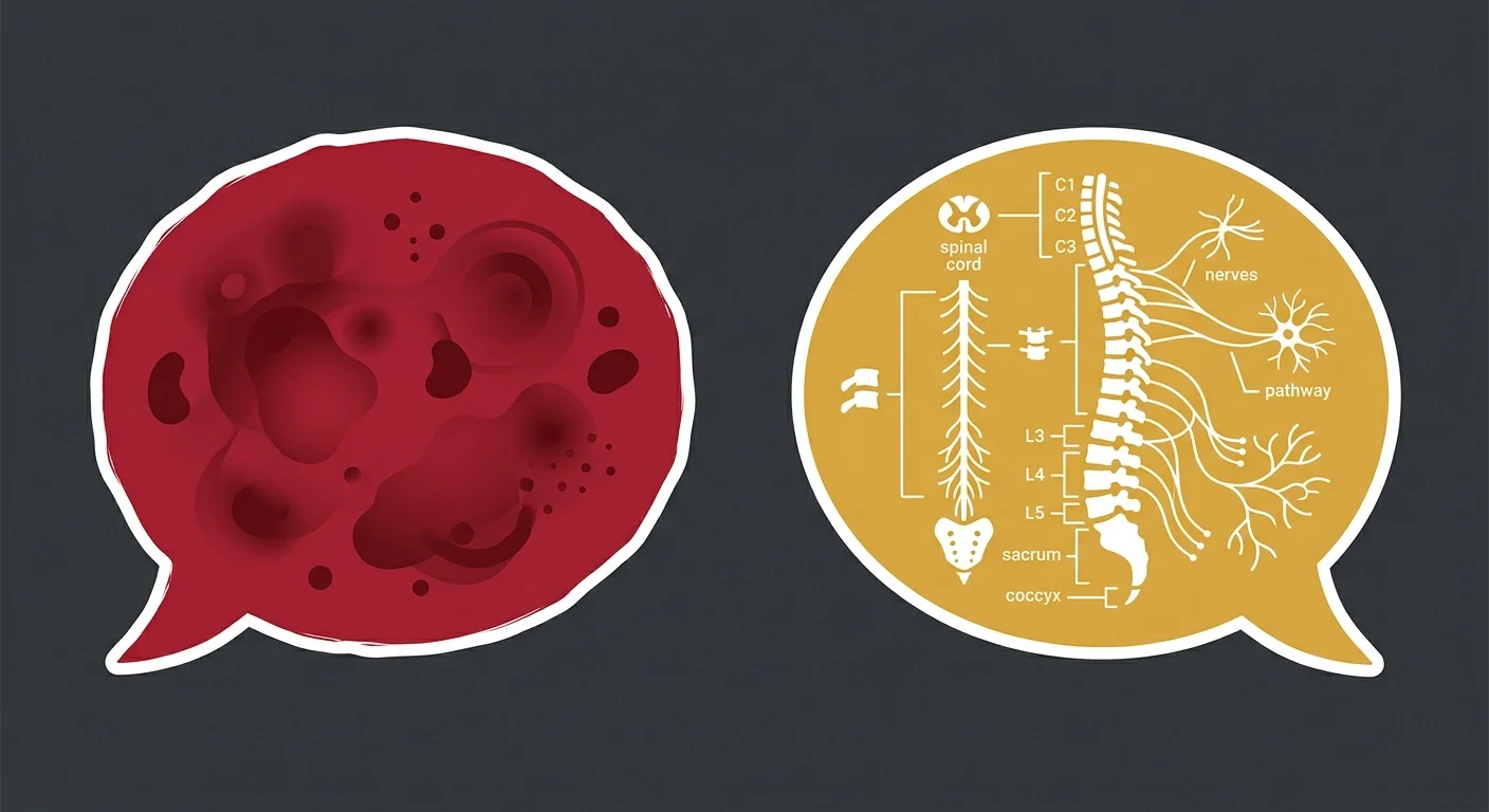 flat illustration contrasting vague deflection answers with clear individualized chiropractic responses