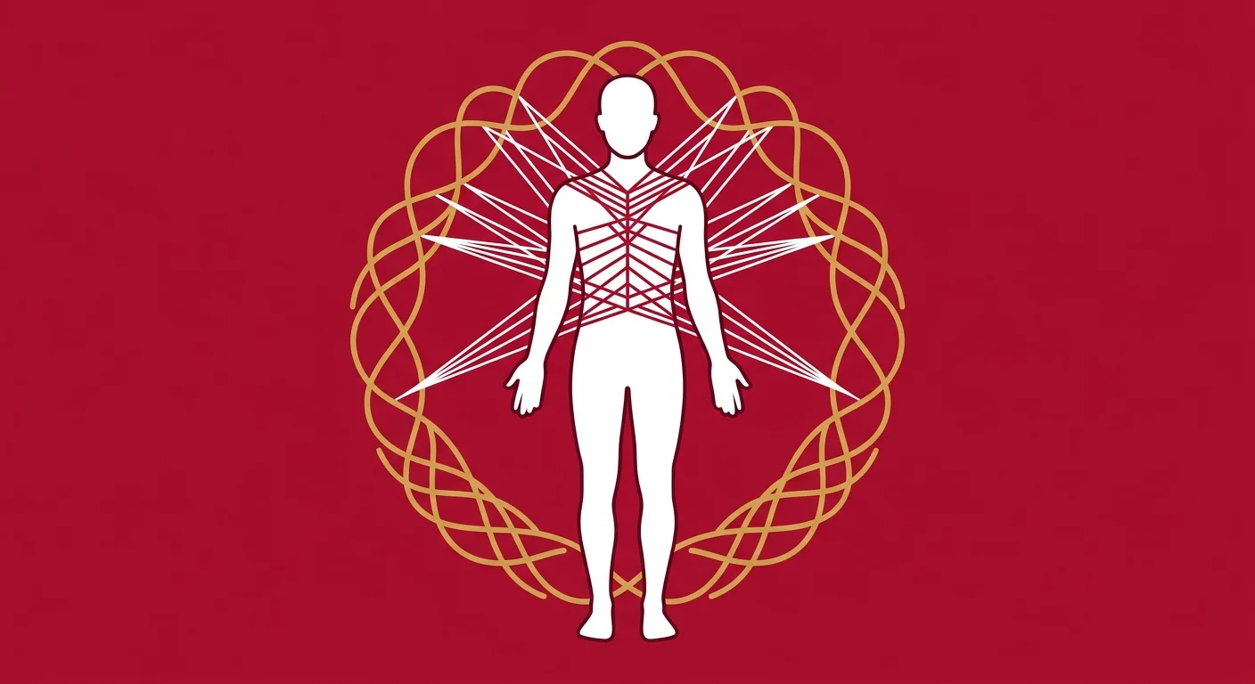 flat illustration of chronic nervous system overload symptoms radiating from the spine