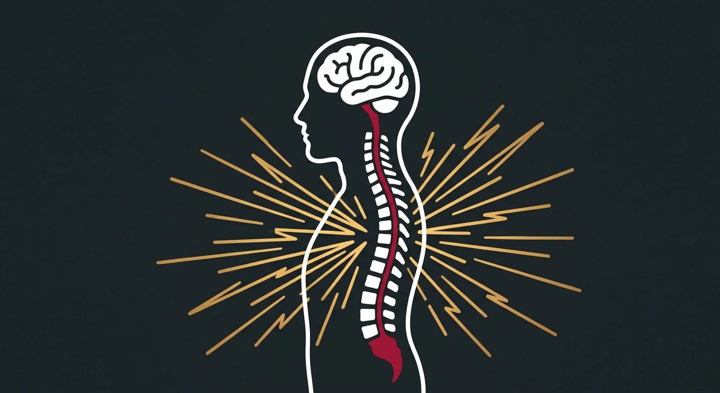 flat illustration of chronic stress activating the nervous system and spine