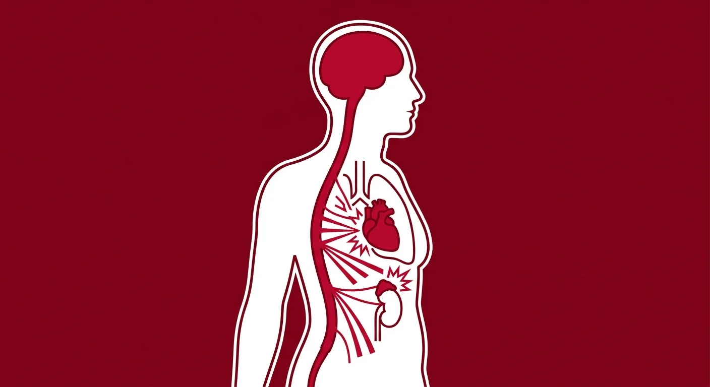flat illustration of fight or flight sympathetic nervous system activation along the spine
