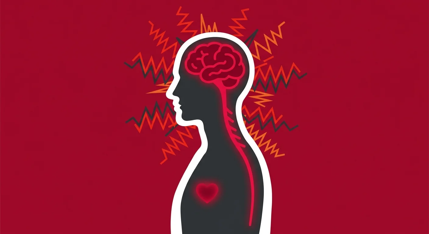 flat illustration of nervous system stress response affecting mental clarity and cognitive focus