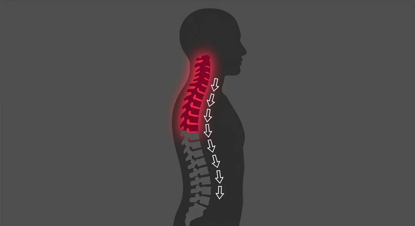 flat illustration of sympathetic nervous system activation along the spine stress response