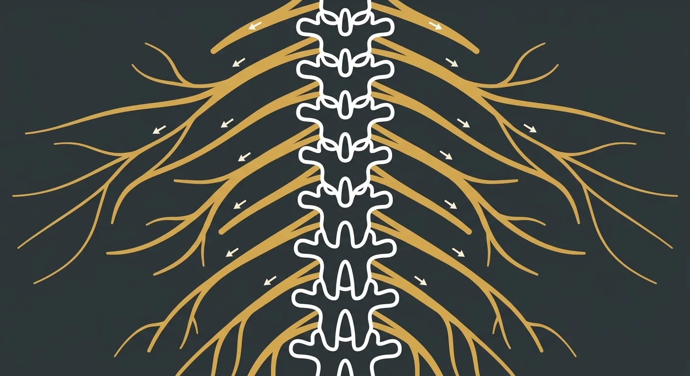 flat illustration of spinal adjustment shifting autonomic nervous system output and HRV balance