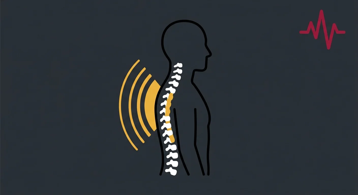 flat illustration of spinal adjustment triggering heart rate variability and cortisol biomarker shift