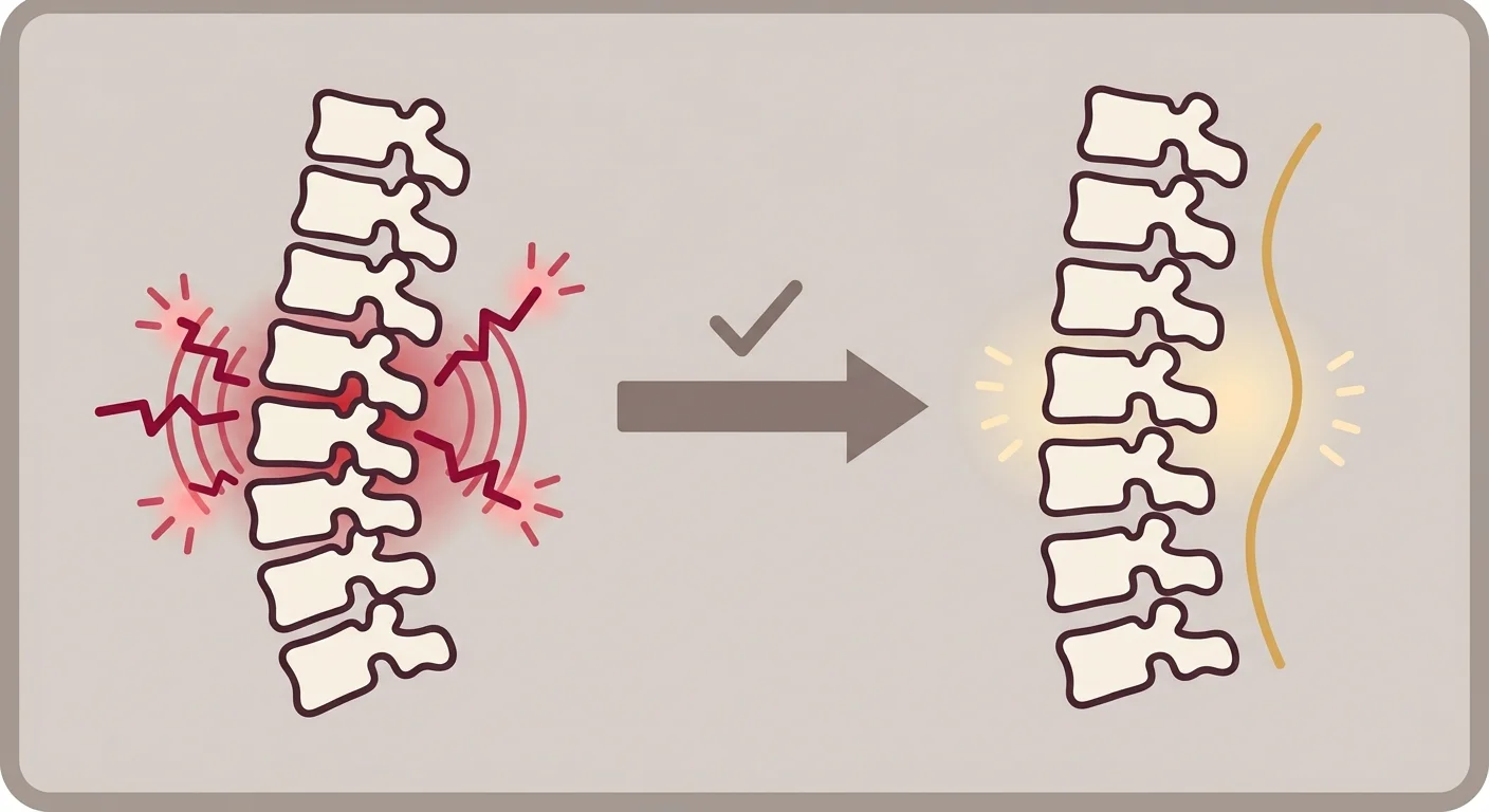 flat illustration of nervous system shift from sympathetic alarm to parasympathetic recovery after spinal adjustment