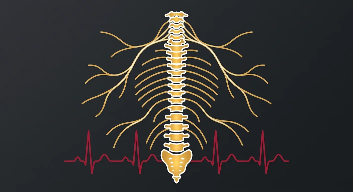 flat illustration of spinal adjustment effect on autonomic nervous system and heart rate variability