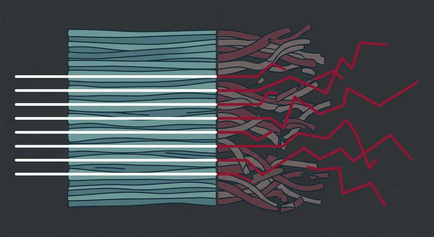 flat illustration comparing healthy and degenerated tendon tissue acoustic response