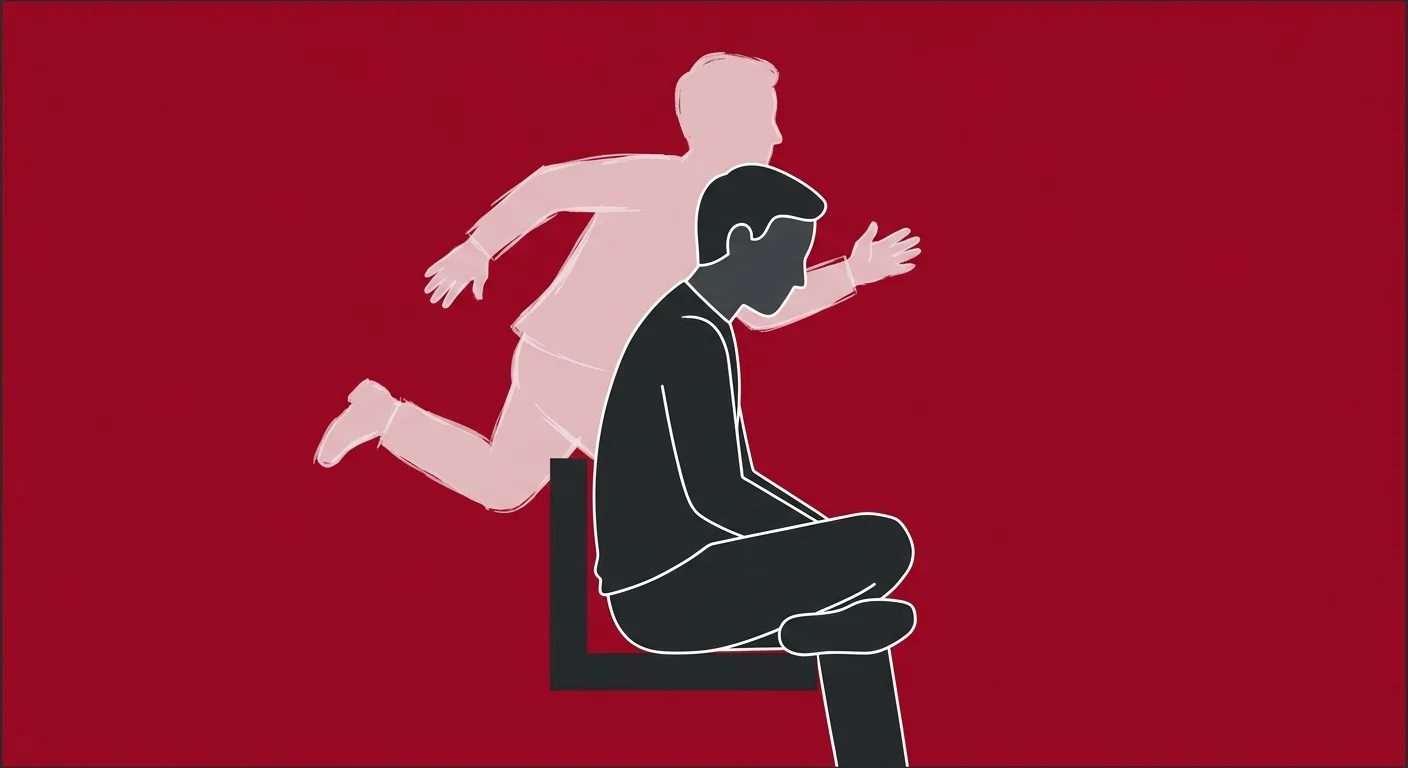 flat illustration of chronic pain identity loss showing active self fading behind present self