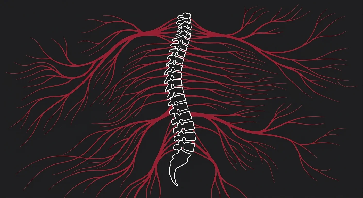 flat illustration of spinal nerve pathways and nervous system control of chronic pain