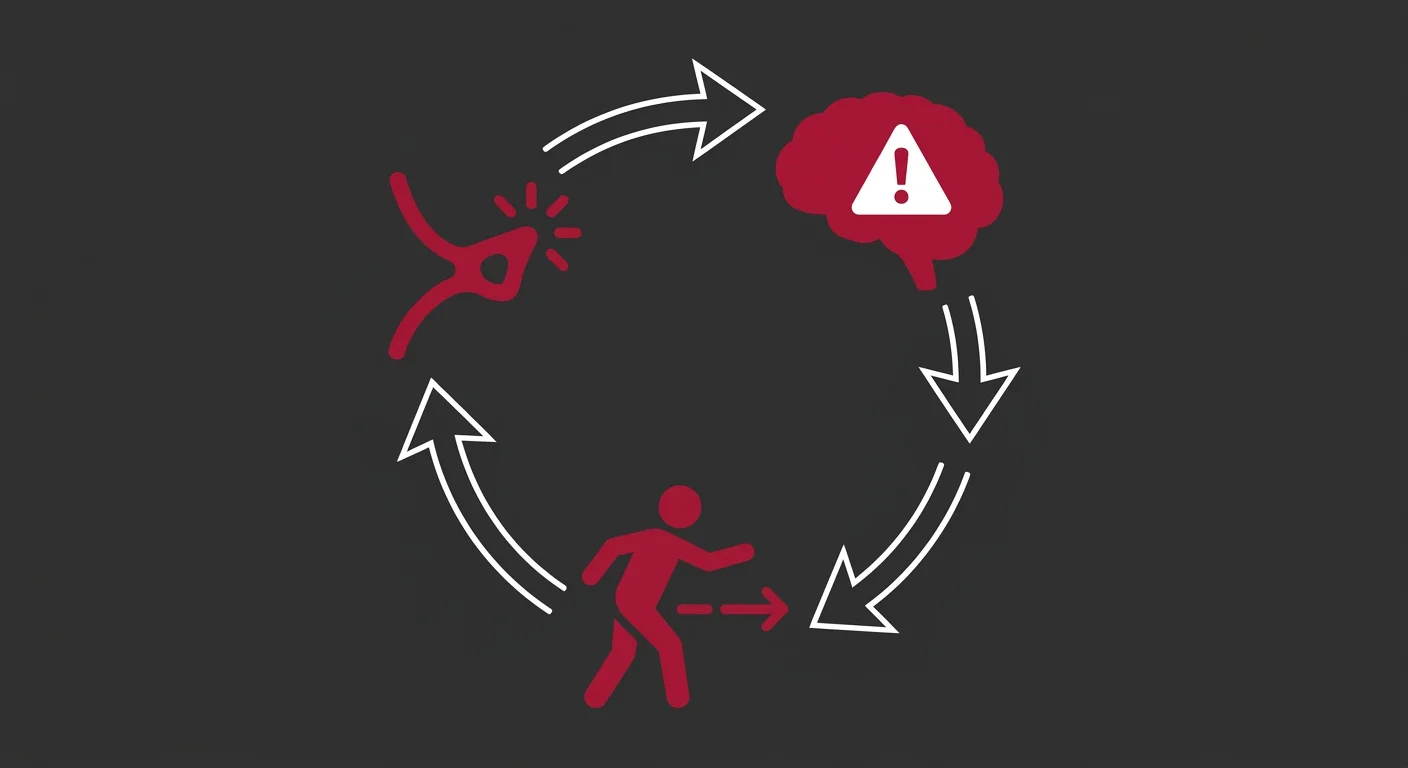 pain fear cycle neurological loop diagram showing chronic pain nerve signals