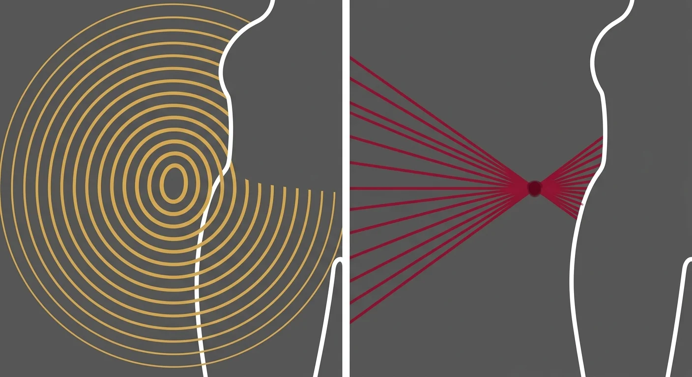 radial versus focused shockwave therapy wave geometry comparison diagram