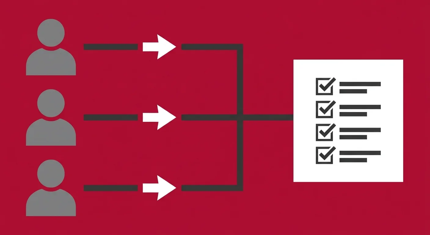 flat illustration of cookie-cutter physical therapy protocol applied identically to all patients